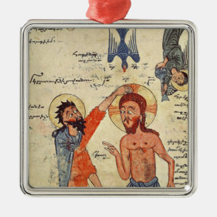 Taufe von Christus, von einem Evangelium Silbernes Ornament
