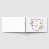 Taufe Wappen Rosa violette Blüte Mädchen Gästebuch (Voll)