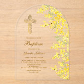 Taufe Wasserfarbe Mimosa Arch Acryleinladungen (Vorderseite)