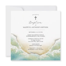 Taufe Wasserfarbe Strand Einladung