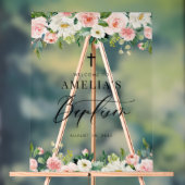 Taufe Wasserfarbe Weiße und blaue Blumengarten Acrylschild (Neutral)