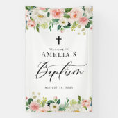 Taufe Wasserfarbe Weiße und blaue Blumengarten Banner (Vertikal)