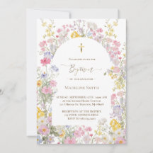 Taufe Wasserfarbe Wiesenblumen