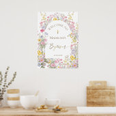 Taufe Wasserfarbe Wiesenblumen Willkommen Poster (Küche)