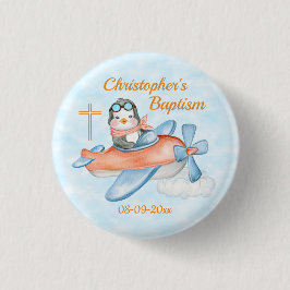 Taufe Watercolor Baby Penguin Flugzeug Custom Button