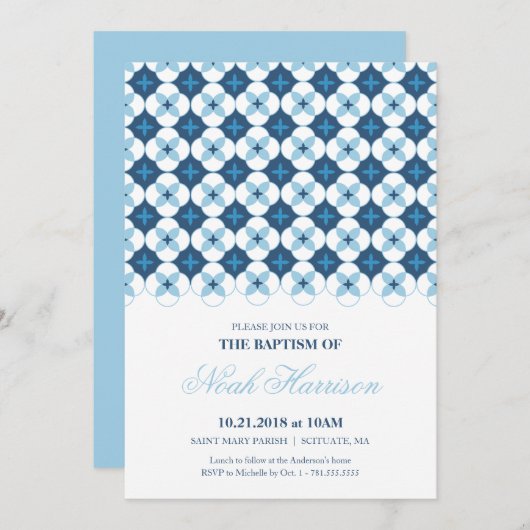 Taufe, weihende Einladung - Junge Einladung (Vorne/Hinten)