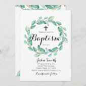 Taufe Weihnachten Einladung Karte Grüne (Vorne/Hinten)