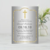 Taufe Weihnachten Heiligen Kreuzes Gerahmtes Silbe Einladung (Stehend Vorderseite)