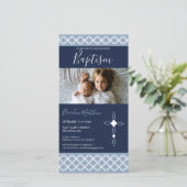 Taufe, Weihnachts-Fotokarte - Junge, einfach (Stehend Vorderseite)