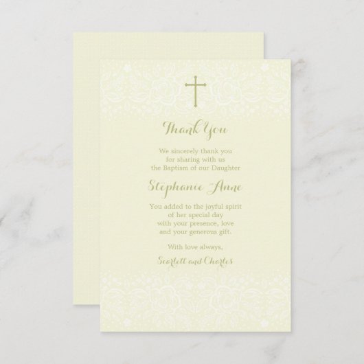 Taufe-weise empfindliche Blumenspitze Dankeskarte (Vorne/Hinten)