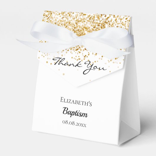 Taufe Weißgold Glitzer vielen Dank Geschenkschachtel (Vorderseite)