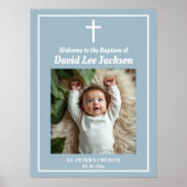 Taufe White Cross Dusty Blue 1 Foto Empfang Poster (Vorne)