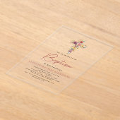 Taufe Wildblume Dusty Pink Rose Grüne Acryleinladungen (Ablage )