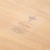 Taufe Wildblume Dusty Pink Rose Grüne Acryleinladungen (Ablage )