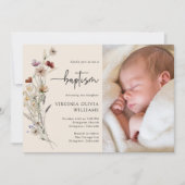 Taufe Wildblume Foto Einladung (Vorderseite)