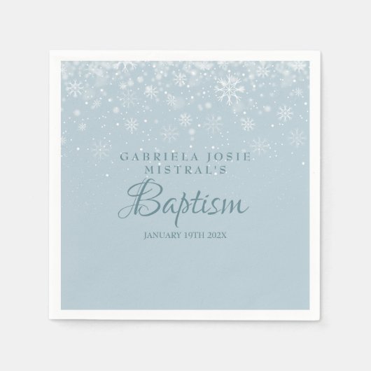 Taufe Winter Schneeflocken Serviette (Vorderseite)