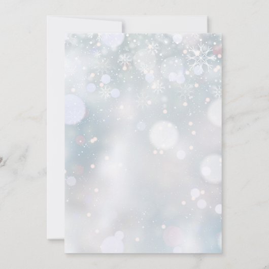 Taufe Winterschneeflocken Wasserfarbene Grünanlage Einladung (Rückseite)