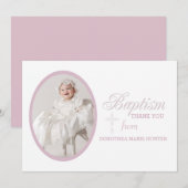 Taufe-Wort-Rosa-Foto danken Ihnen Notecard Dankeskarte (Vorne/Hinten)