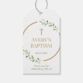 Taufe Wreath Cross Bible Vers danke Ihnen für Geschenkanhänger (Vorderseite)