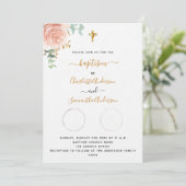 Taufe zart Mädchen weißes blühendes Foto Luxus Einladung (Stehend Vorderseite)