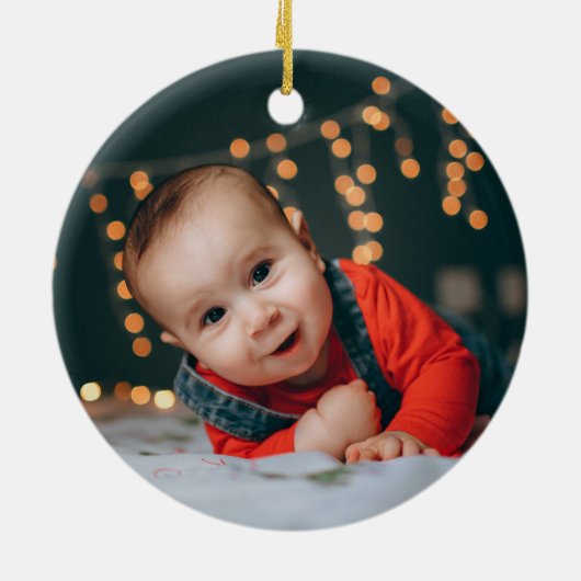 Taufe zur Weihnachtsfeier für schwarze Blätter Keramik Ornament (Hinten)