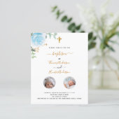 Taufe Zwillinge blühende Fotos Einladung (Stehend Vorderseite)