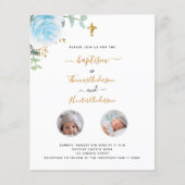 Taufe Zwillinge blühende Fotos Einladung (Vorderseite)