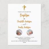 Taufe Zwillinge Haushaltseinladung für weißes Foto (Vorderseite)