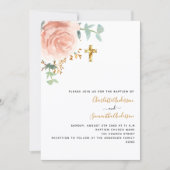 Taufe Zwillinge Mädchen Rose Gold Blumenstrauß Fot Einladung (Vorderseite)