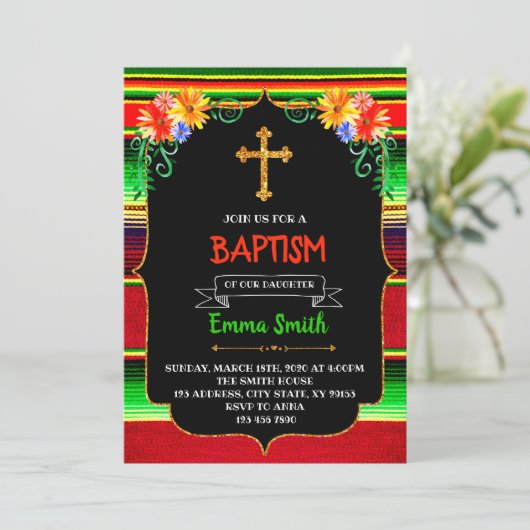 Taufefiesta-Party Einladung (Stehend Vorderseite)