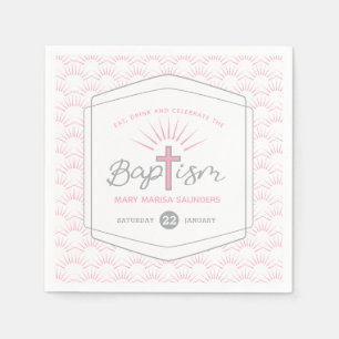 Taufehalo und Kreuzgewohnheitsrosa Serviette