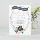 Taufeinladung, Blümchen, zeitgenössische Taufe Einladung (Stehend Vorderseite)