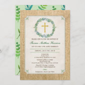 Taufeinladung. Grüner Kranich Einladung (Vorne/Hinten)