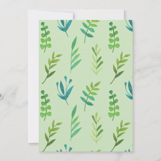 Taufeinladung. Grüner Kranz rustikales Holz Einladung (Rückseite)