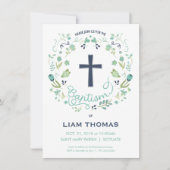 Taufeinladung - Junge - Anpassen - mit Kreuz Einladung (Vorderseite)