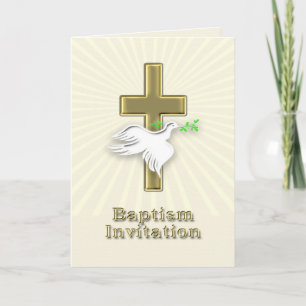 Taufeinladung mit goldenem Kreuz Einladung