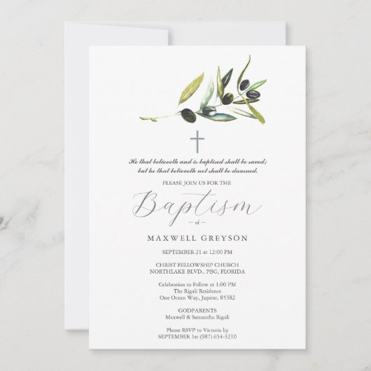 Taufeinladungen religiöse Zweigniederlassung für O Einladung (Vorderseite)