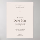Taufempfangs-Willkommensposter Grace Pink Cross Poster (Vorne)