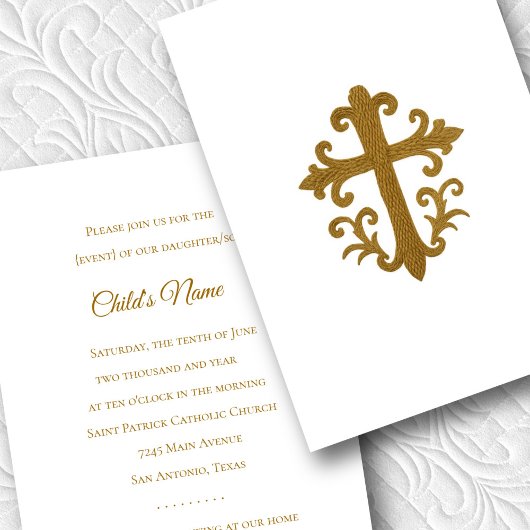 Taufen Bestätigung 1. Kommunion Gold Cross 4 Einladung