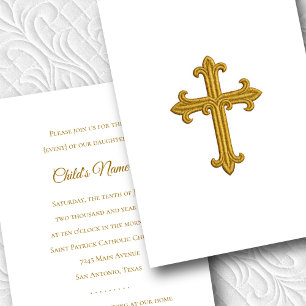 Taufen Bestätigung 1. Kommunion Gold Cross Einladung