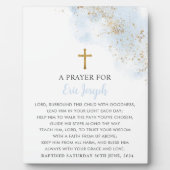 Taufen Gebet Schild Blue Gold Cross Boys Fotoplatte (Vorderseite)