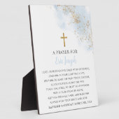 Taufen Gebet Schild Blue Gold Cross Boys Fotoplatte (Seite)
