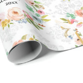 Taufen Name und Datum Überquerung Taube Flora Kran Geschenkpapier (Rolleneckpunkt)