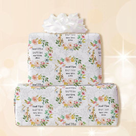 Taufen Name und Datum Überquerung Taube Flora Kran Geschenkpapier
