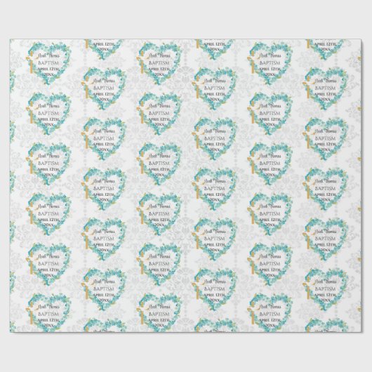 Taufen Name und Datum Überquerung Taube vergessen  Geschenkpapier (Flach)