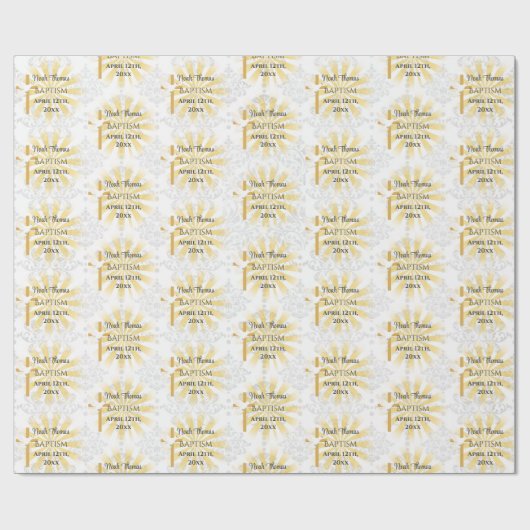 Taufen Name und Datum Überquerung Taube Weißer Dam Geschenkpapier (Flach)