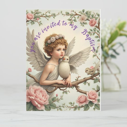 Taufengel Einladung Karte (Stehend Vorderseite)