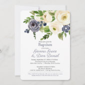 Tauffeier & Empfang - Mädchen, Junge oder Zwilling Einladung (Vorderseite)