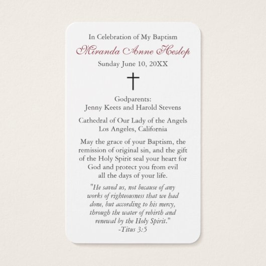 Taufgebet | Vintag rosa (Rückseite)