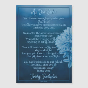 Taufgedicht   Magnetkarte   JW Blue Flowers